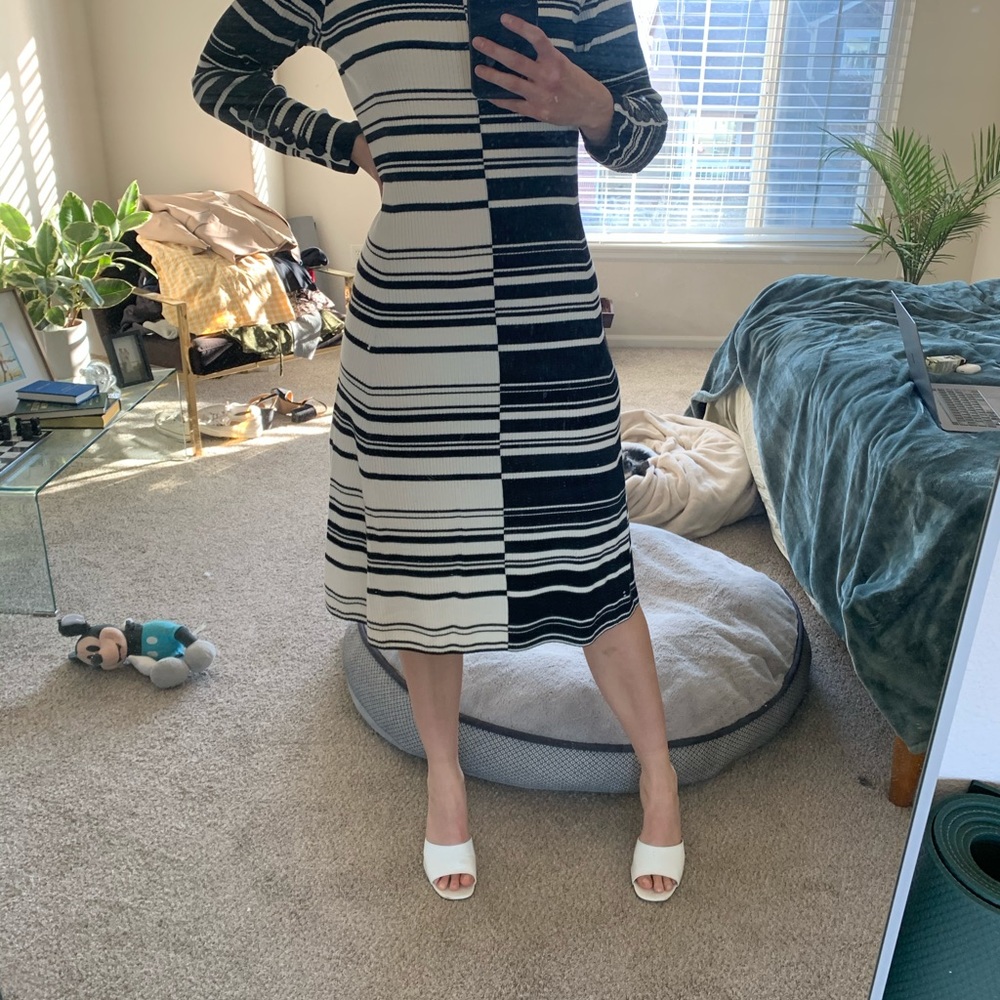NWT St. John Knits Black and White Dress